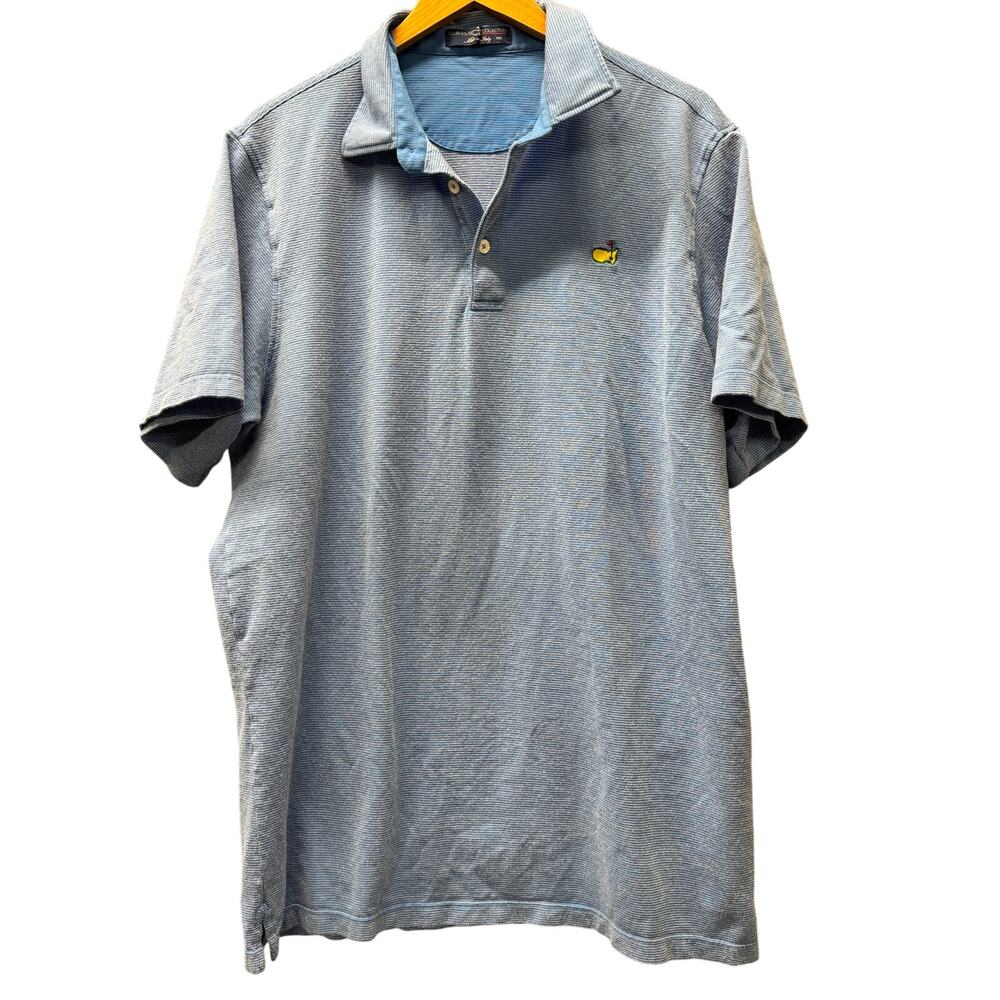 Clubhouse Collection‎ Polo Shirt Mens XXL Blue Stripe MASTERS Golf Made in Italy